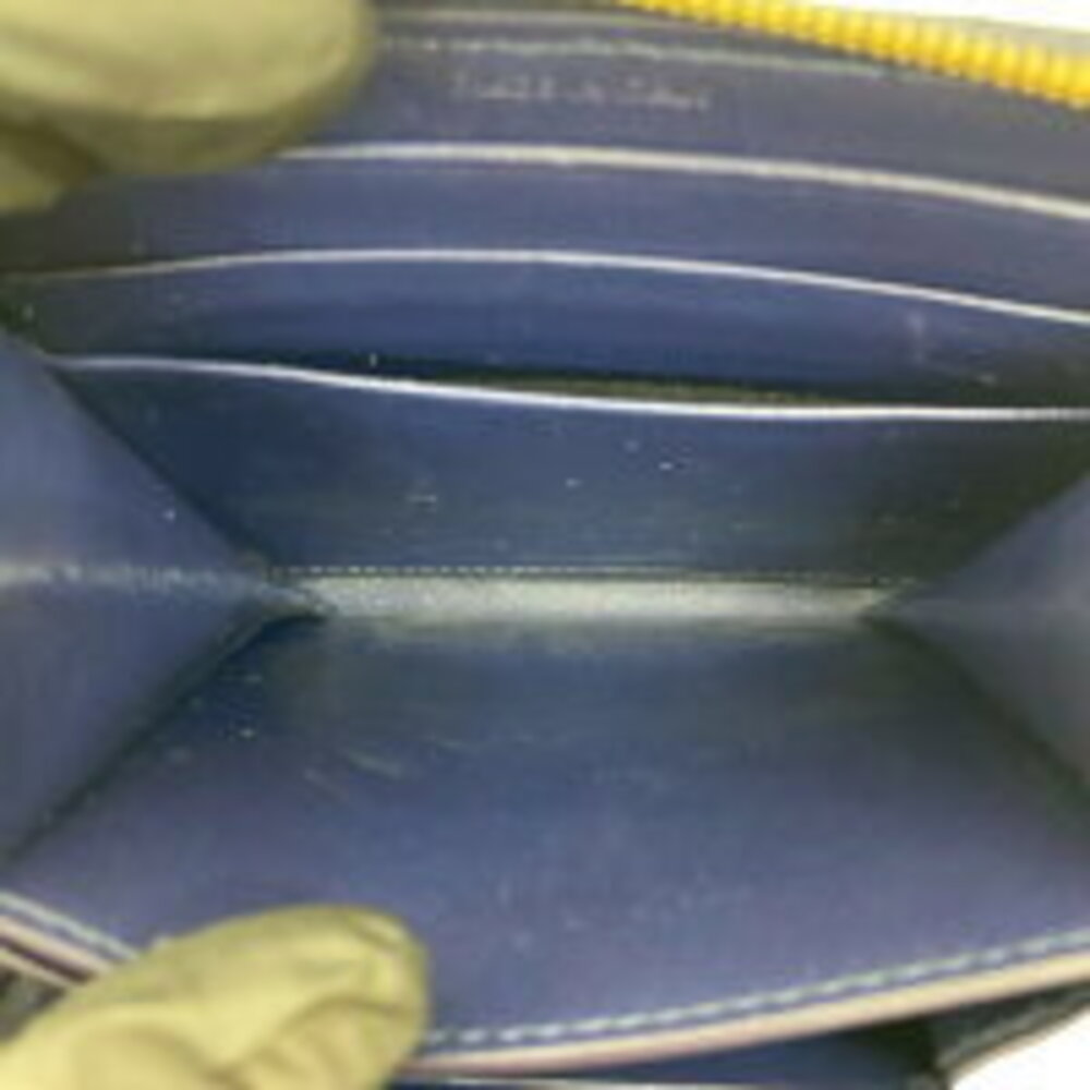 Celine Round Leather Navy Wallet Charm Blue Quilted Compact Bifold Zip - Picture 7 of 9